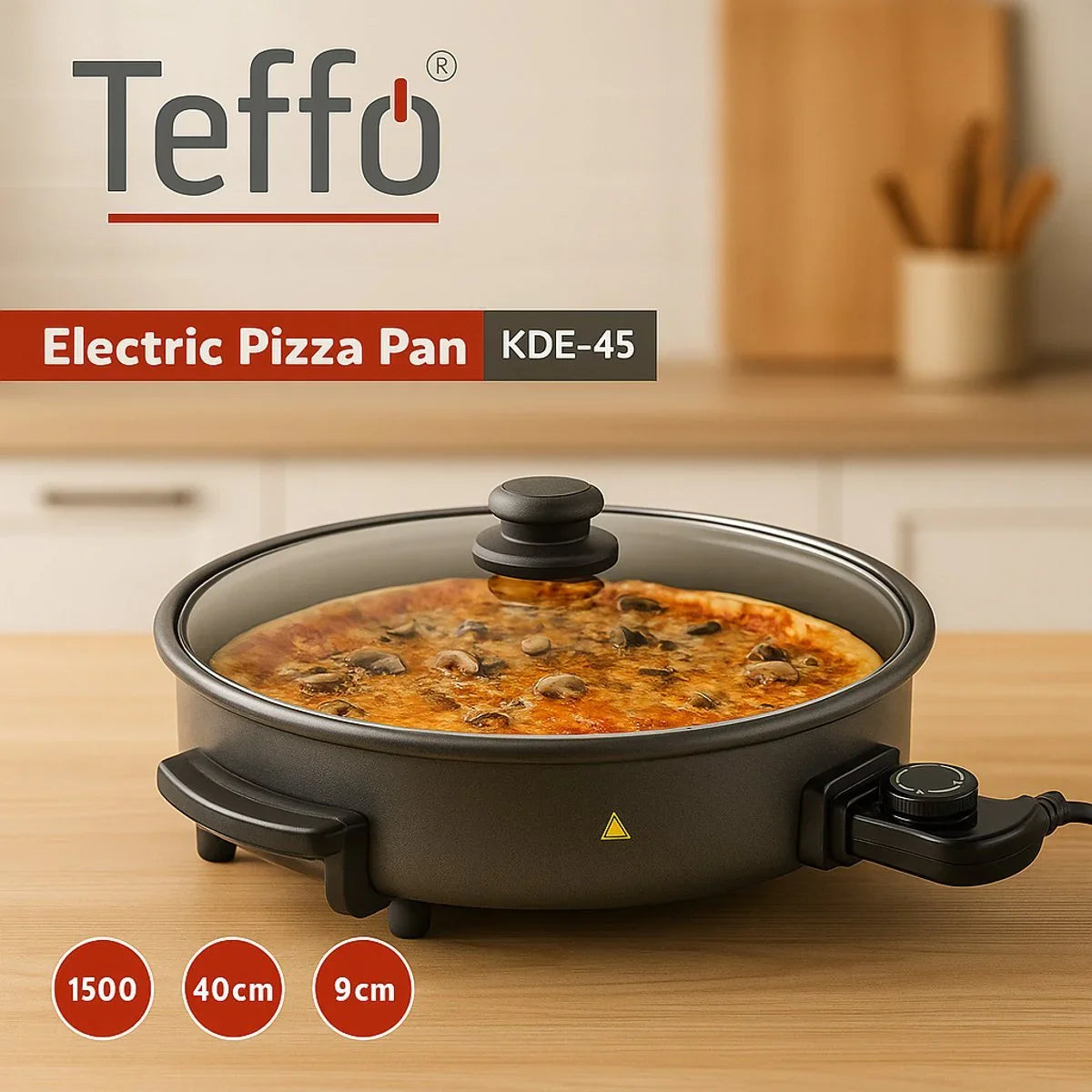 Teffo Elektrische Pizza Pan - 40cm/9cm - 1500W - TEKZEN