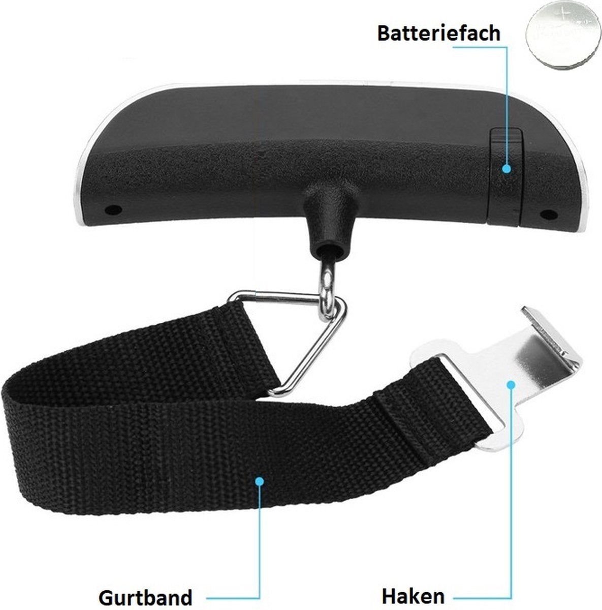 Traveleo Kofferweegschaal met Verlicht Scherm - Bagageweegschaal - Bagageweger - Hangweegschaal - Digital Luggage Scale - Kofferweger - Inclusief Batterij - TEKZEN
