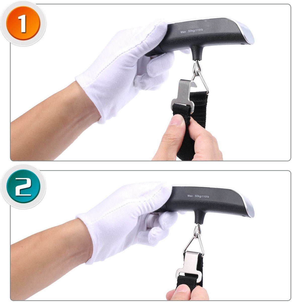 Traveleo Kofferweegschaal met Verlicht Scherm - Bagageweegschaal - Bagageweger - Hangweegschaal - Digital Luggage Scale - Kofferweger - Inclusief Batterij - TEKZEN