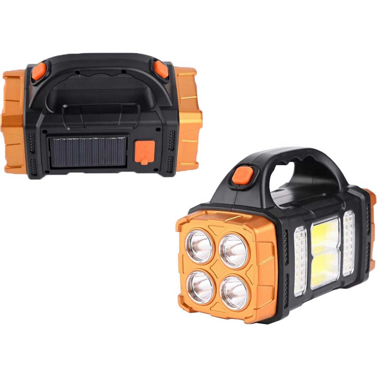 Verk Group Dubbele Schijnwerper – USB & Solar Oplaadbaar – 2x COB LED – Powerbank & Noodlamp - TEKZEN