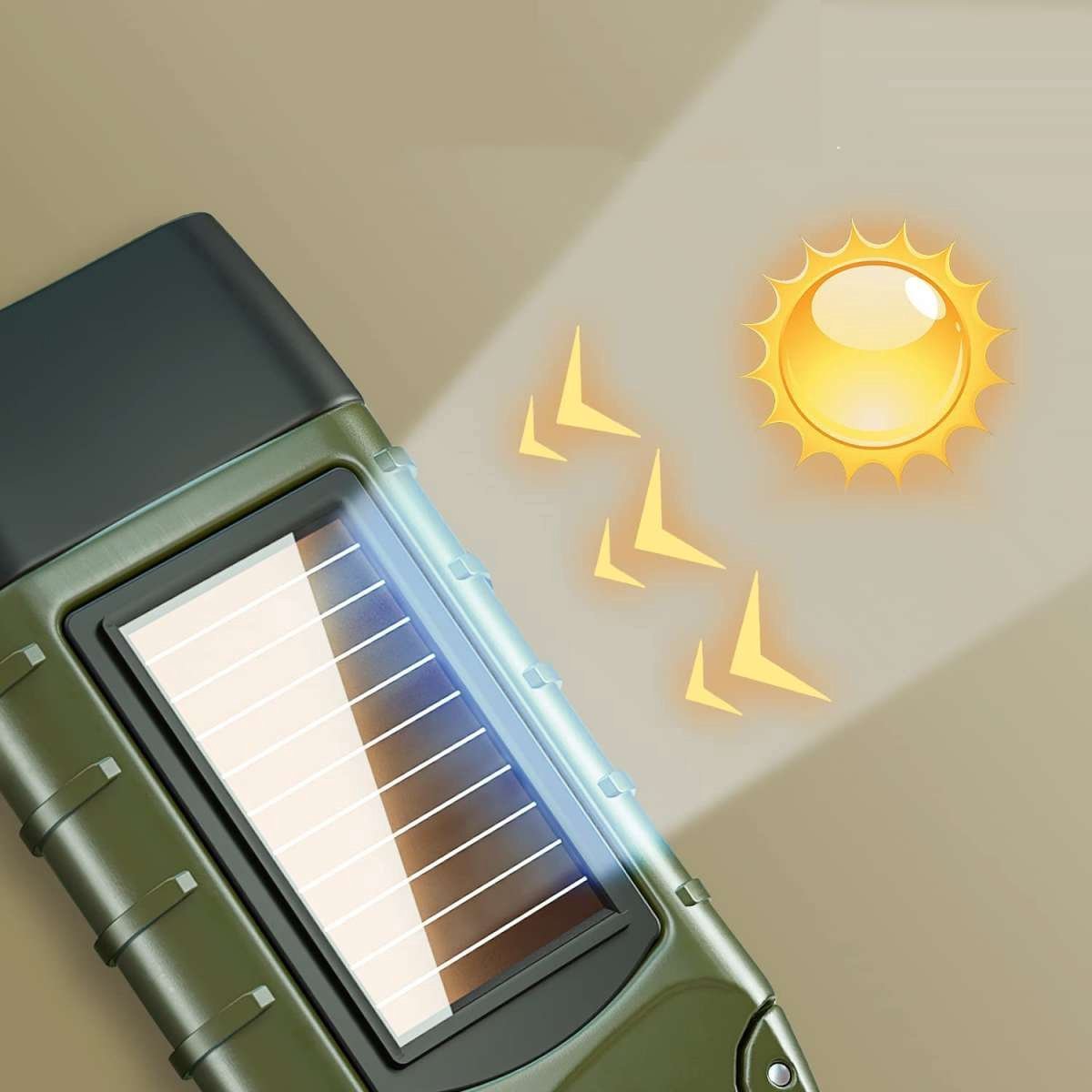 Verk Group Zonne - en Dynamo - zaklamp met 3 LED’s – Handmatig en Zonne - energie Aangedreven - Geel - TEKZEN