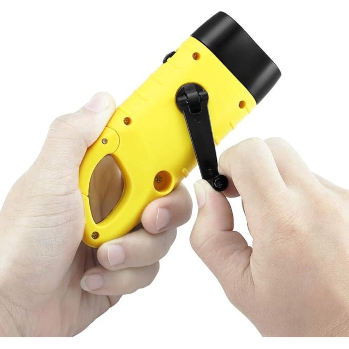 Verk Group Zonne - en Dynamo - zaklamp met 3 LED’s – Handmatig en Zonne - energie Aangedreven - Geel - TEKZEN