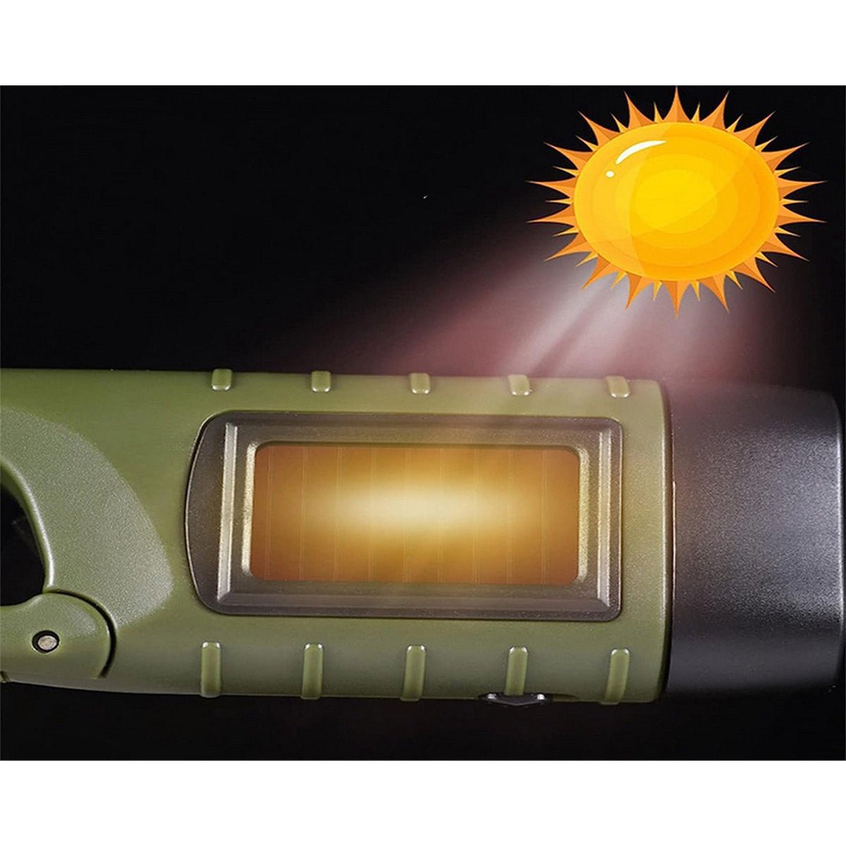 Verk Group Zonne - en Dynamo - zaklamp met 3 LED’s – Handmatig en Zonne - energie Aangedreven - Groen - TEKZEN