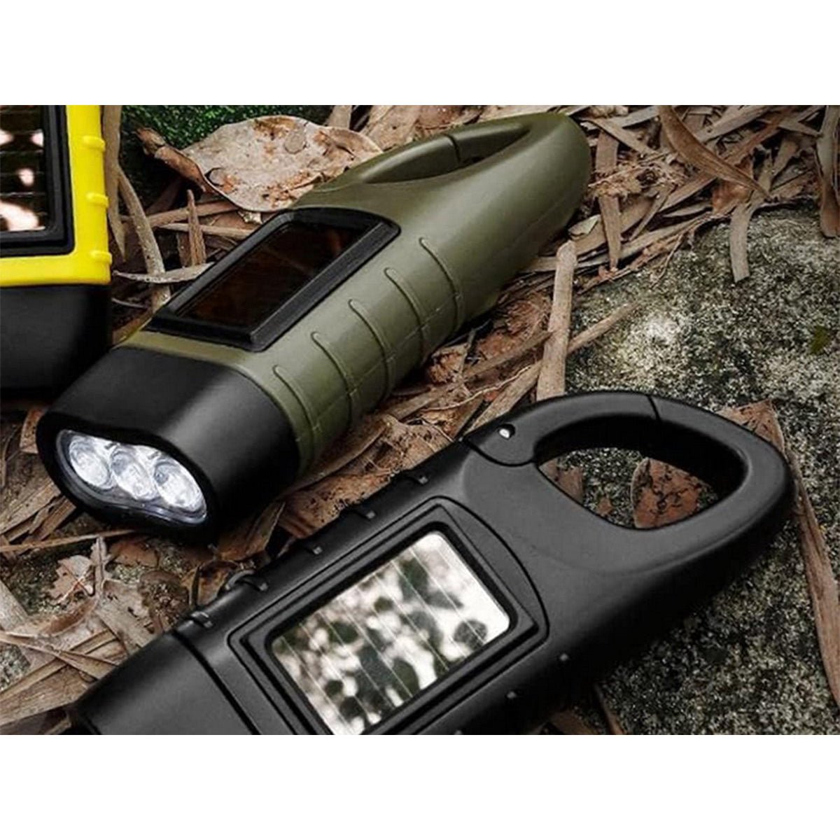 Verk Group Zonne - en Dynamo - zaklamp met 3 LED’s – Handmatig en Zonne - energie Aangedreven - Zwart - TEKZEN