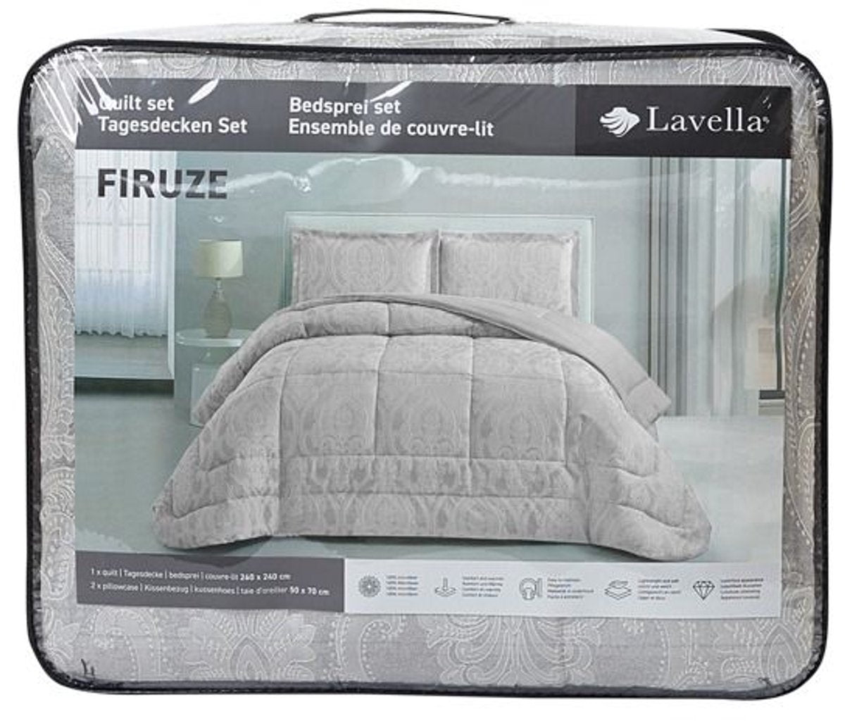 Lavella Firuze Bedsprei Set 3-delig - Grijs - 260x240cm