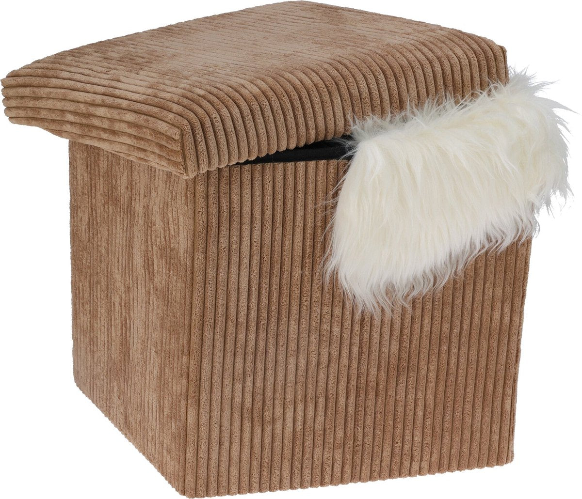 Hauskraft Opvouwbare Poef -38x38x38cm - Bruin