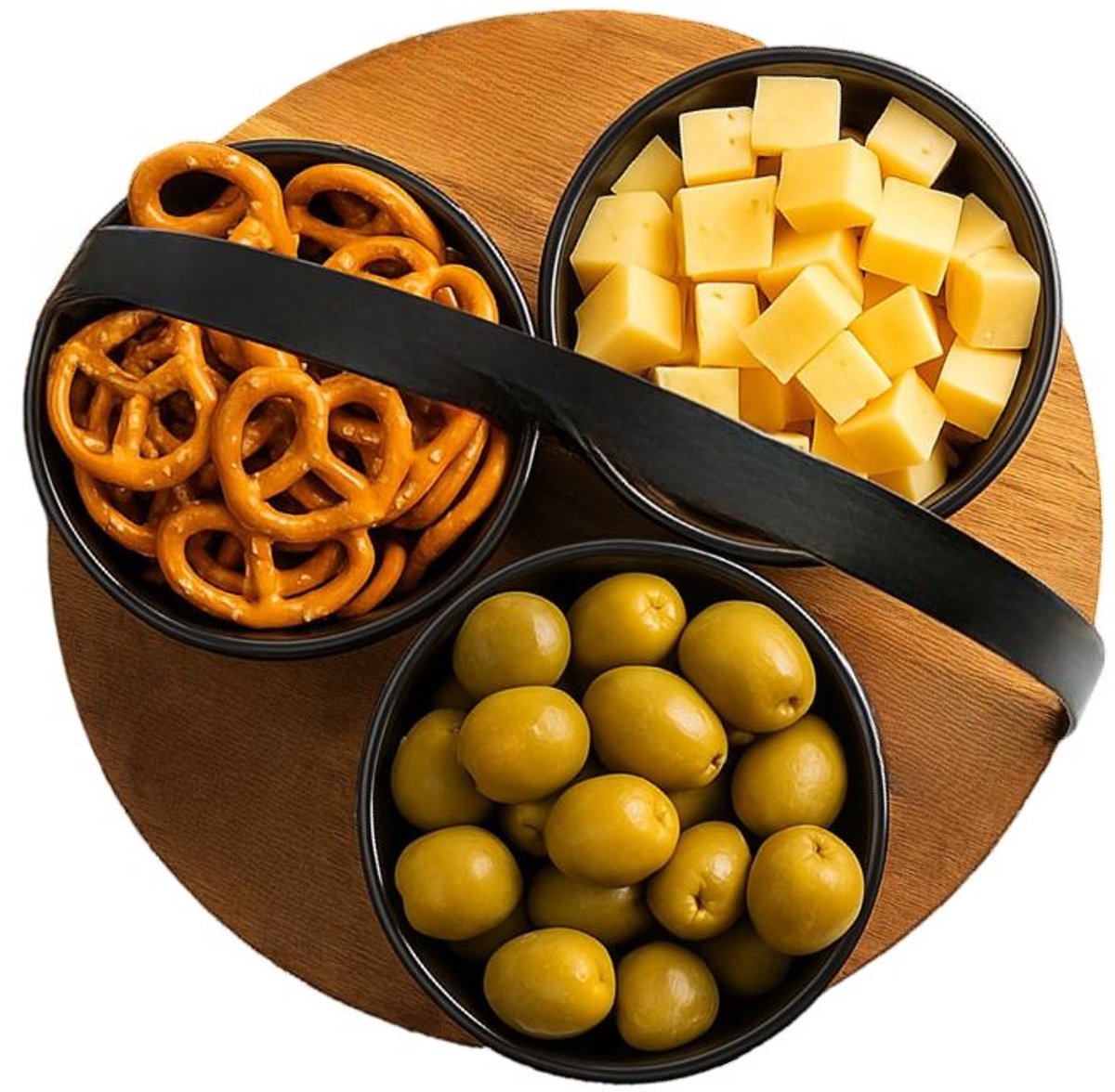 Cheffinger Snackschalen Set - 4-delig - Bamboe - Zwart - Serveerset