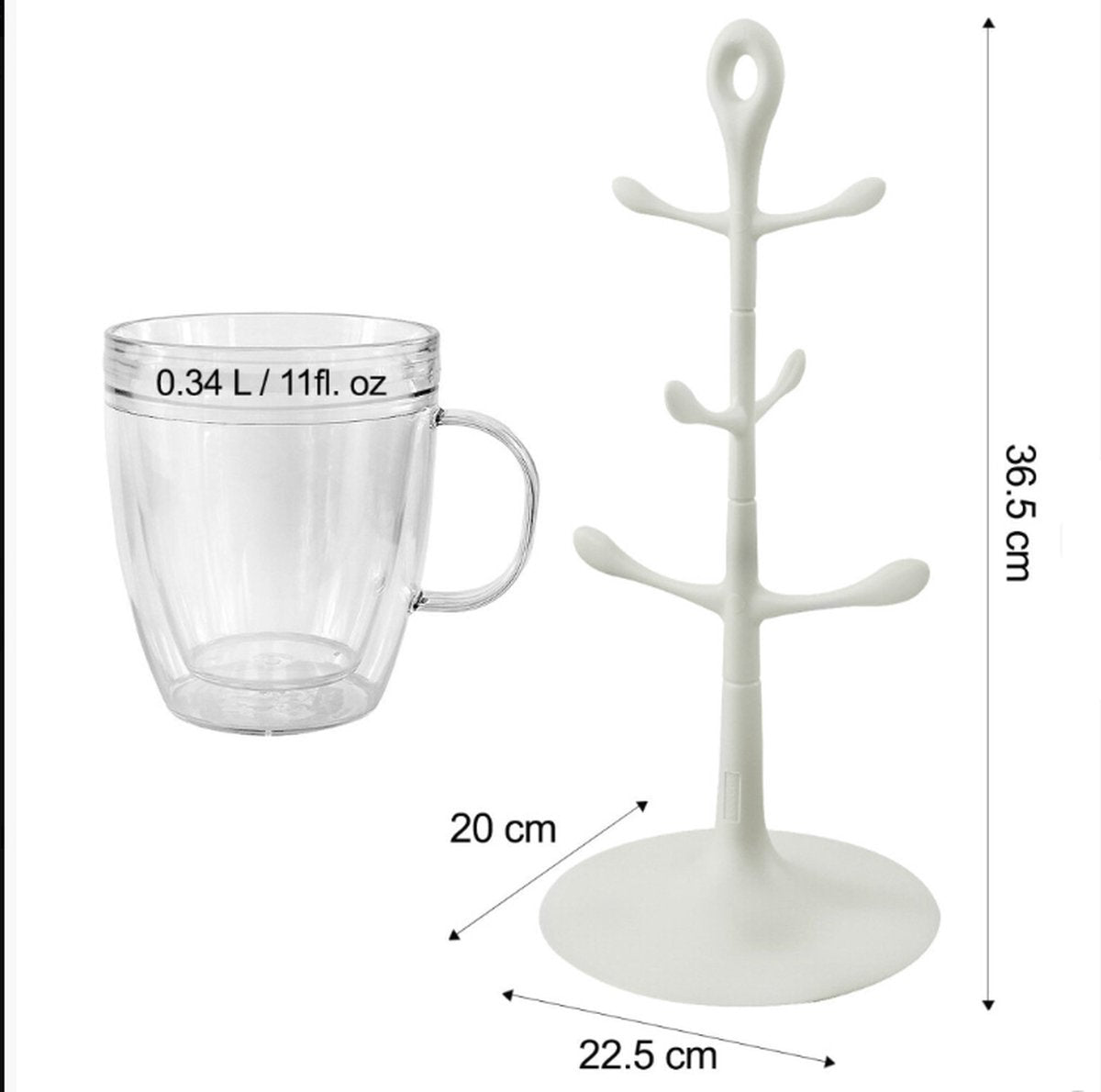 Bodum Bistro - Mokkenhouder met 6x Dubbelwandige Kunststof Glazen Mokken