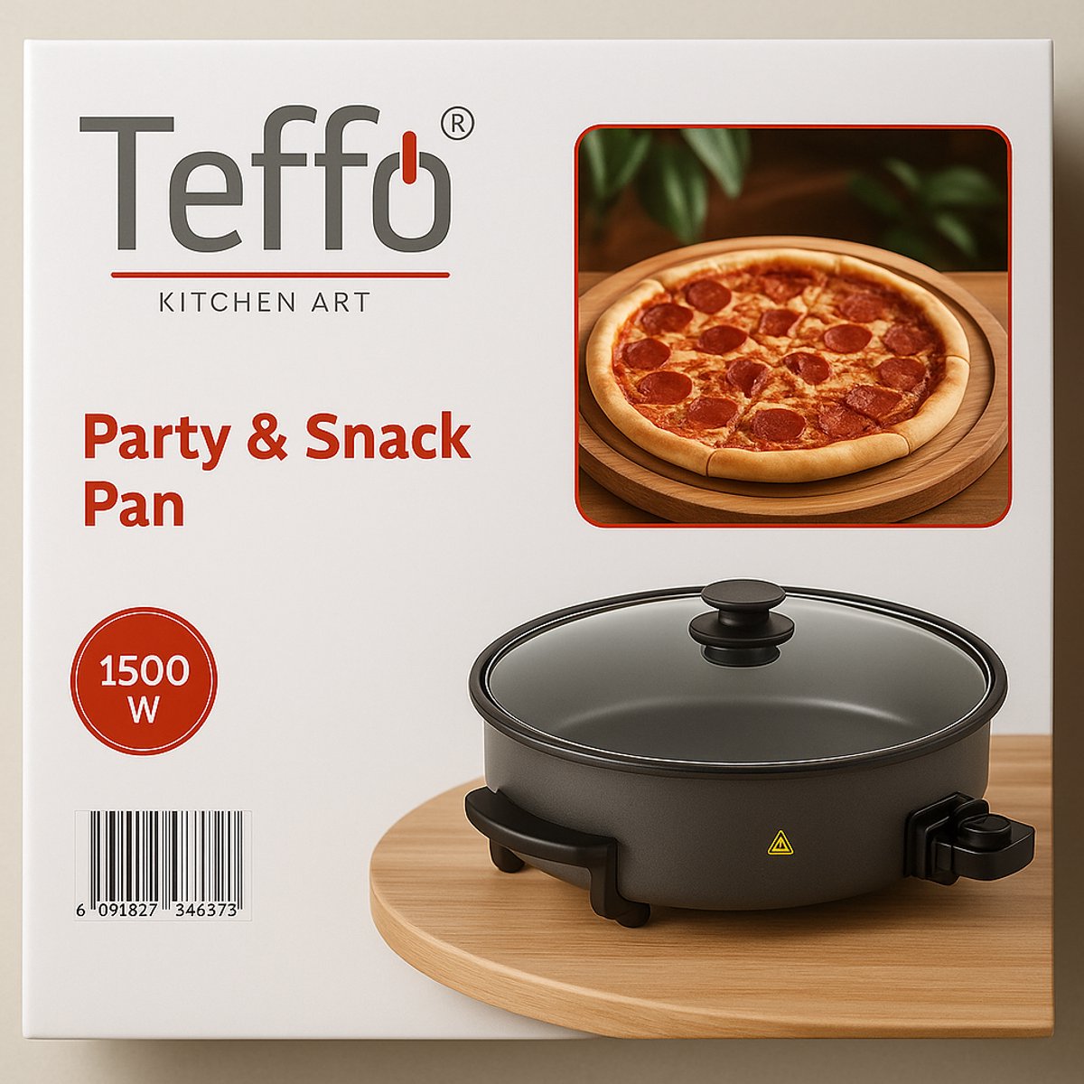Teffo Elektrische Pizza Pan - 40cm/4cm - 1500W