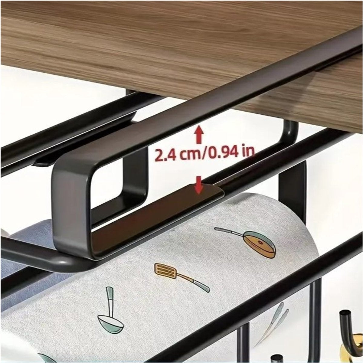 Hauskraft Ophangbeugel met Haken voor Kast - Snijplank Plank Houder - Keukenorganizer - Zwart - TEKZEN