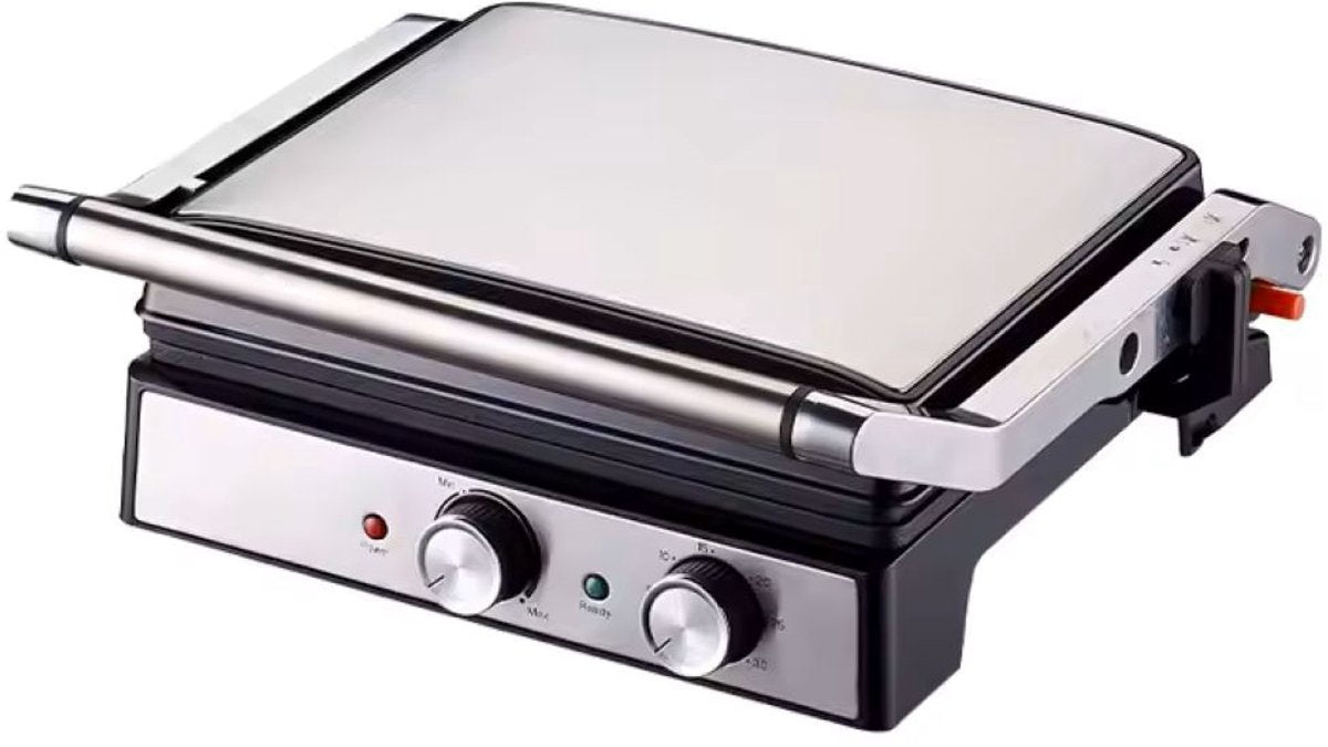Teffo Contactgrill - Panini Grill - 30x24cm - Tosti apparaat - Grill apparaat - Verticaal opbergbaar - 2000W