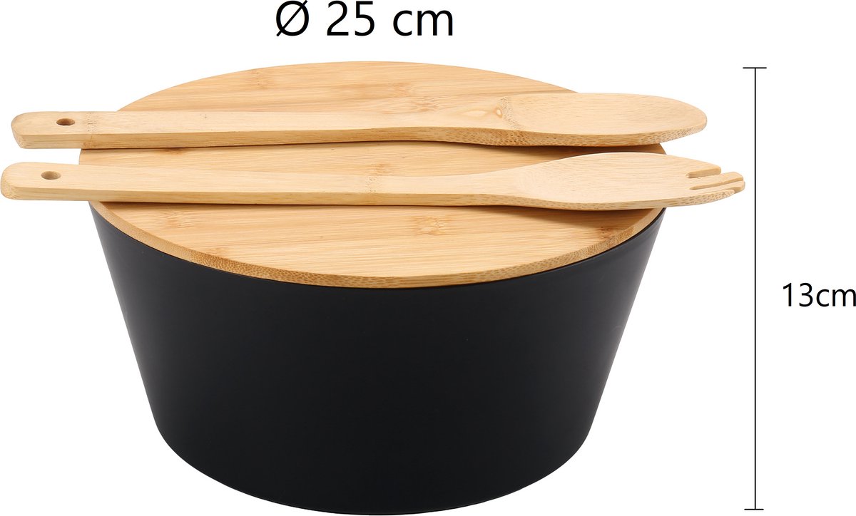 Cheffinger Salade Set - 4-delig - Bamboe - Slabak - Incl. Serveerlepel & Vork
