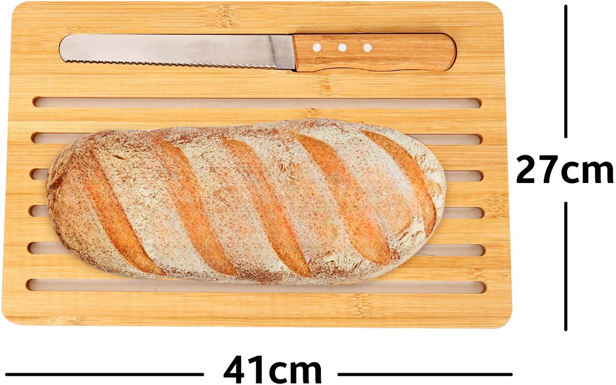 Cheffinger Broodsnijplank incl. Broodmes - 41cm - Bamboe