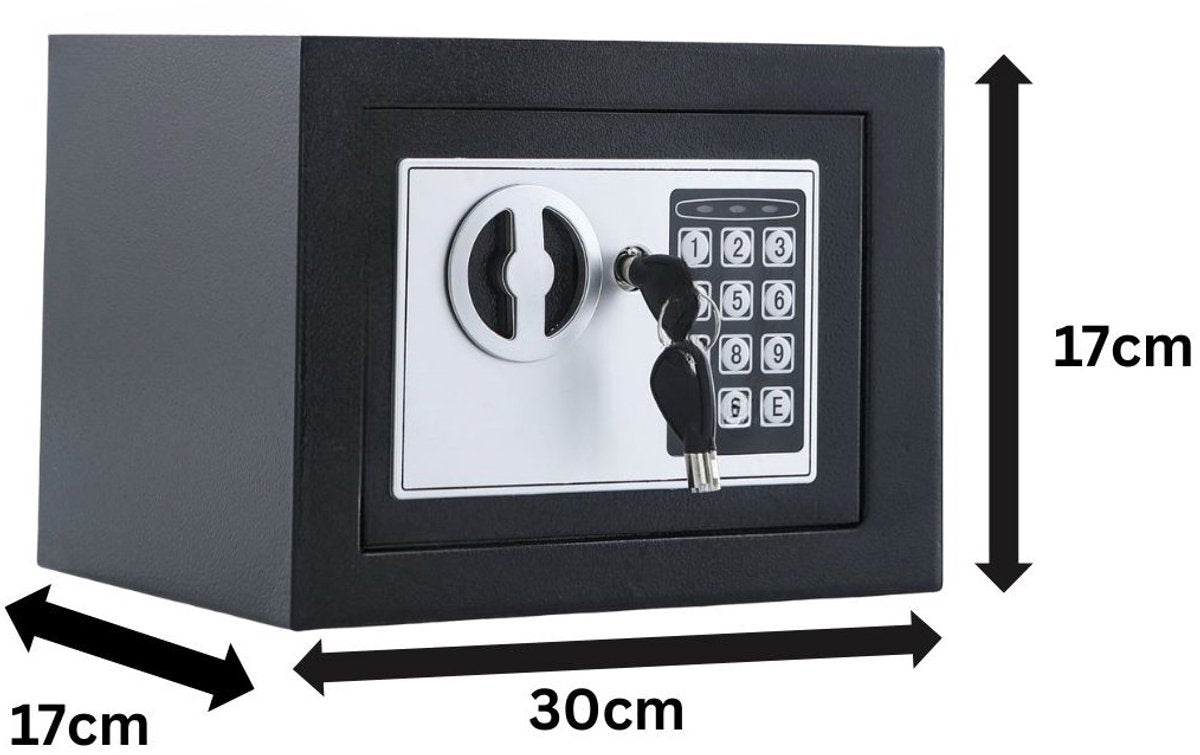 Stark's Kluis - Elektronisch Cijferslot en Noodsleutel - Geldkluis - Sieradenkluis - 17x30x17cm - Zwart