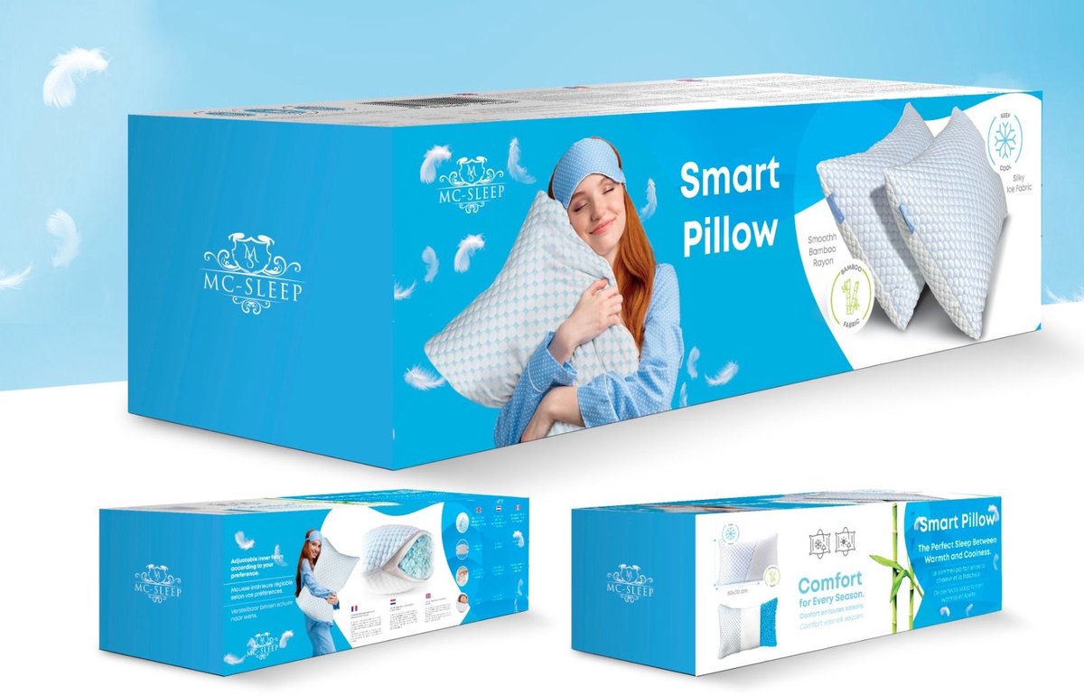 MC Sleep Hoofdkussen - Comfort Smart Pillow - 60x70cm - Nekklachten - Slaapkussen - Verkoelend Hoofdkussen