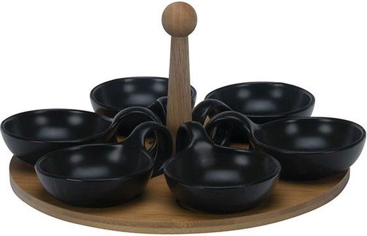 Bricard Snackschalen Set - 7-delig - Bamboe - Zwart