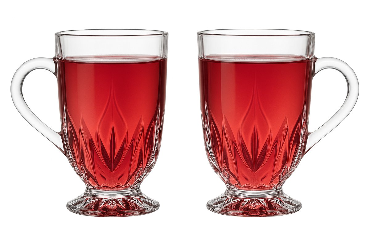 Glozini Theeglazen Set - 6 Stuks - 310ml - Theeglas - Theekopjes - Theeglazen met Oor/Handvat