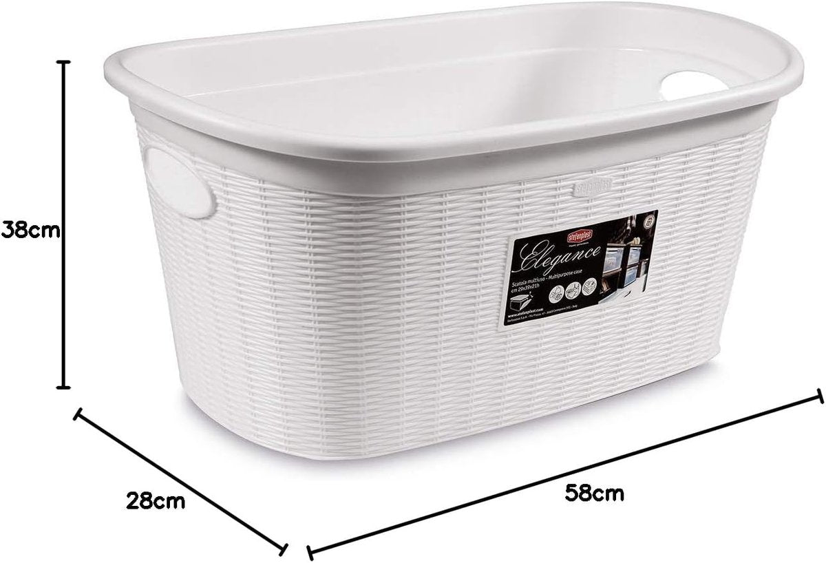 Stefanplast Elegance Wasmand - Wit - Kunststof - 38x58x28cm