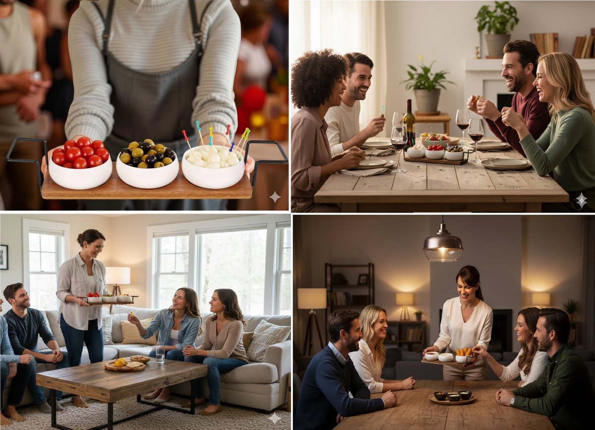Cheffinger Snackschalen Set - 4-delig - Bamboe - Zwart
