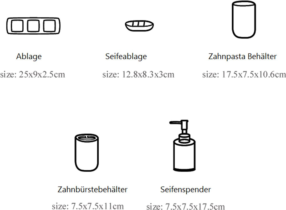 Cheffinger Badkameraccessoireset - 5-delig - Zwart - Zeepdispenser - Tandenborstelbeker - Zeepbakje - Beker - Houder