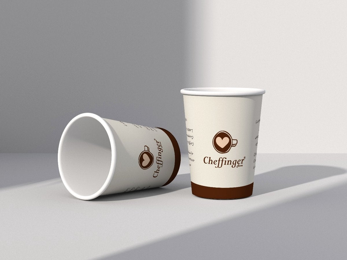 Cheffinger Kartonnen Koffiebeker - 250ml - Cremé - 100 Stuks