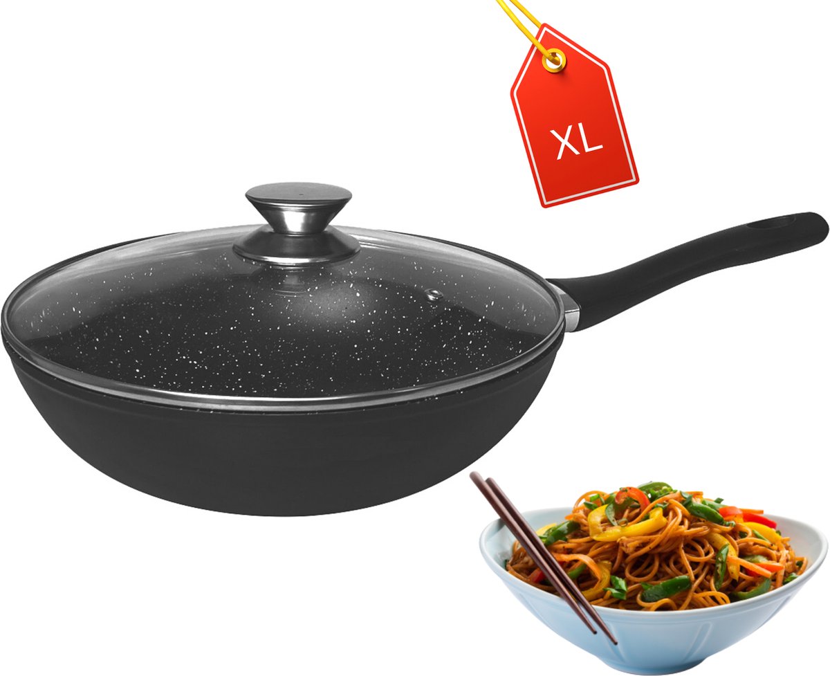 Cheffinger Wokpan met Deksel - 28cm - Inductie