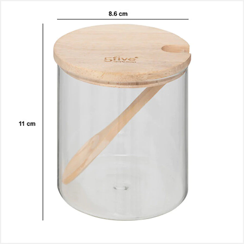 5Five Suikerpot incl Lepel - Glas/Bamboe - 400ml