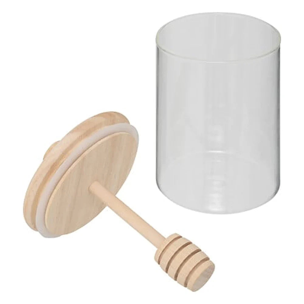 5Five Honingpot incl Lepel - Glas/Bamboe - 400ml