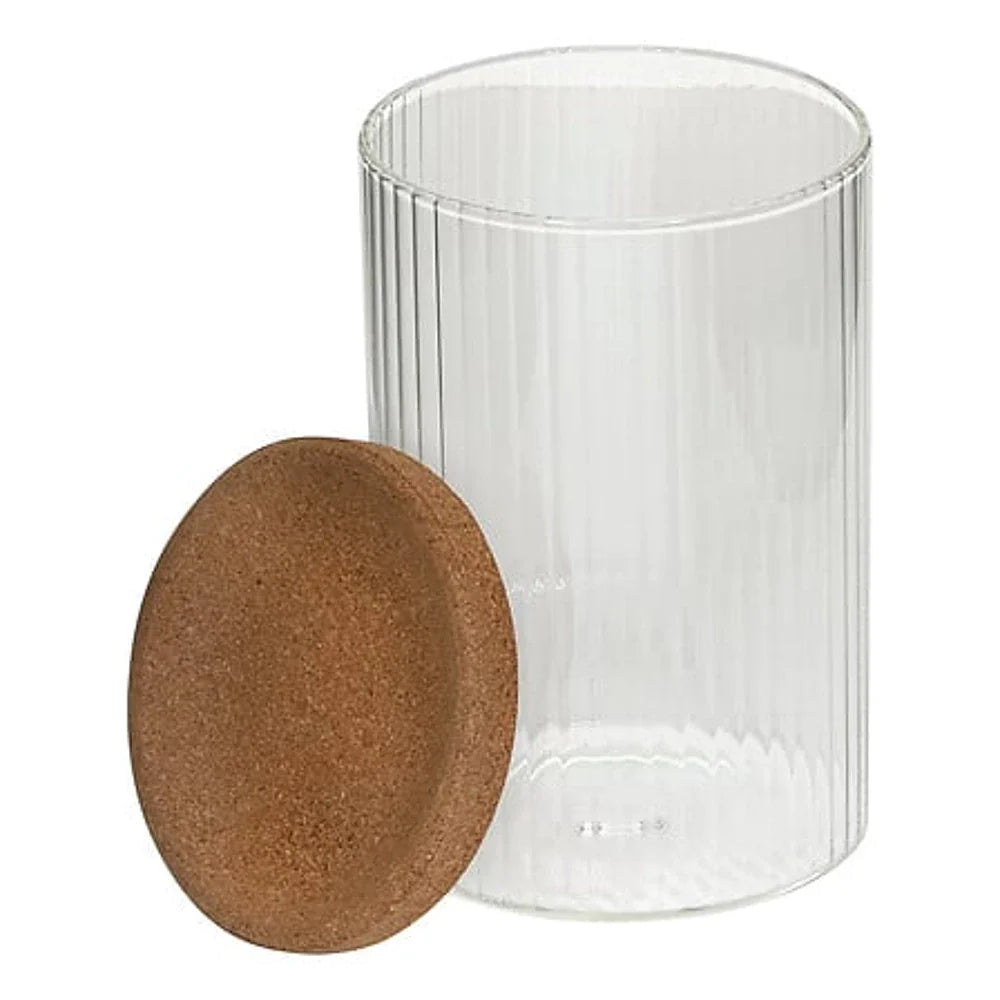 5Five Voorraadpot - 3-delige Organizer Set van Glas en Kurk - Transparant