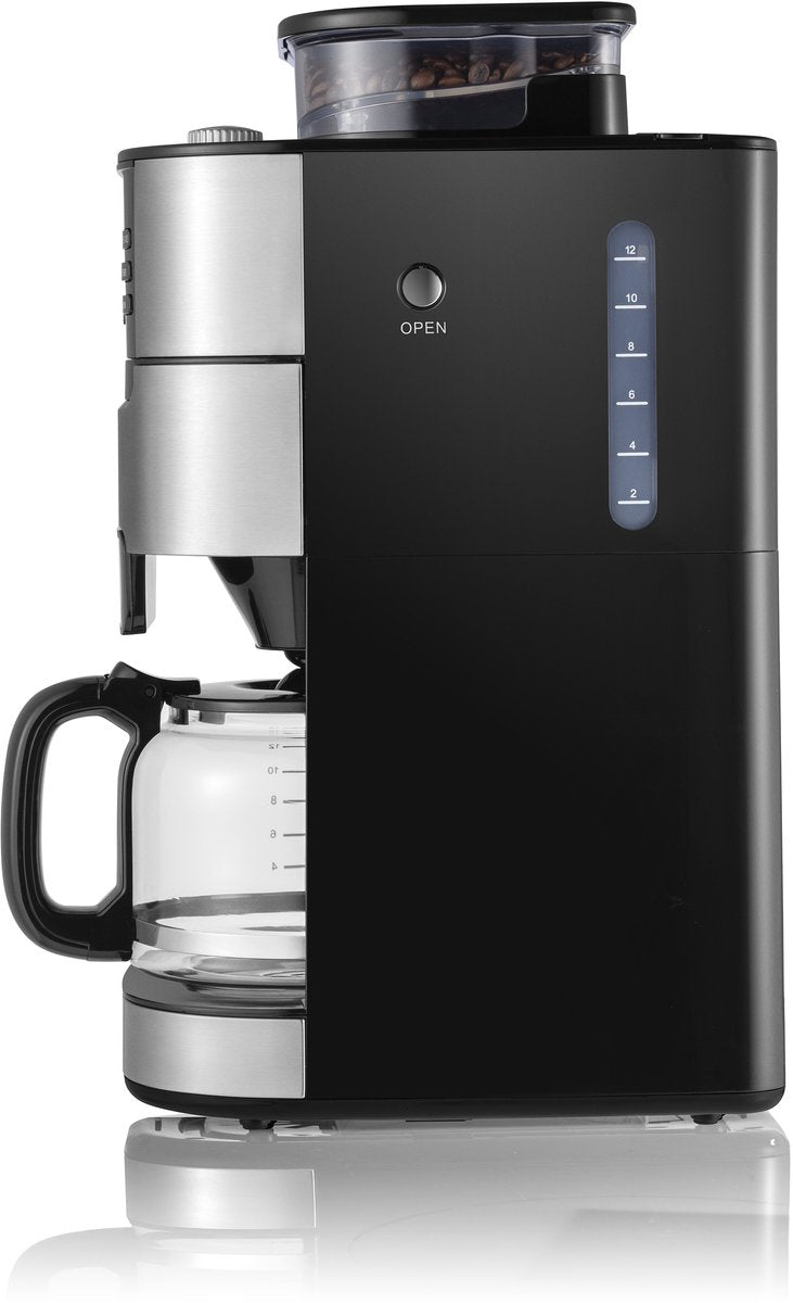Arzum Brewtime Fresh Grind - Zilver/Zwart - Filterkoffiezetapparaat - Geïntegreerde koffiemolen - 1050W - 1.5 L