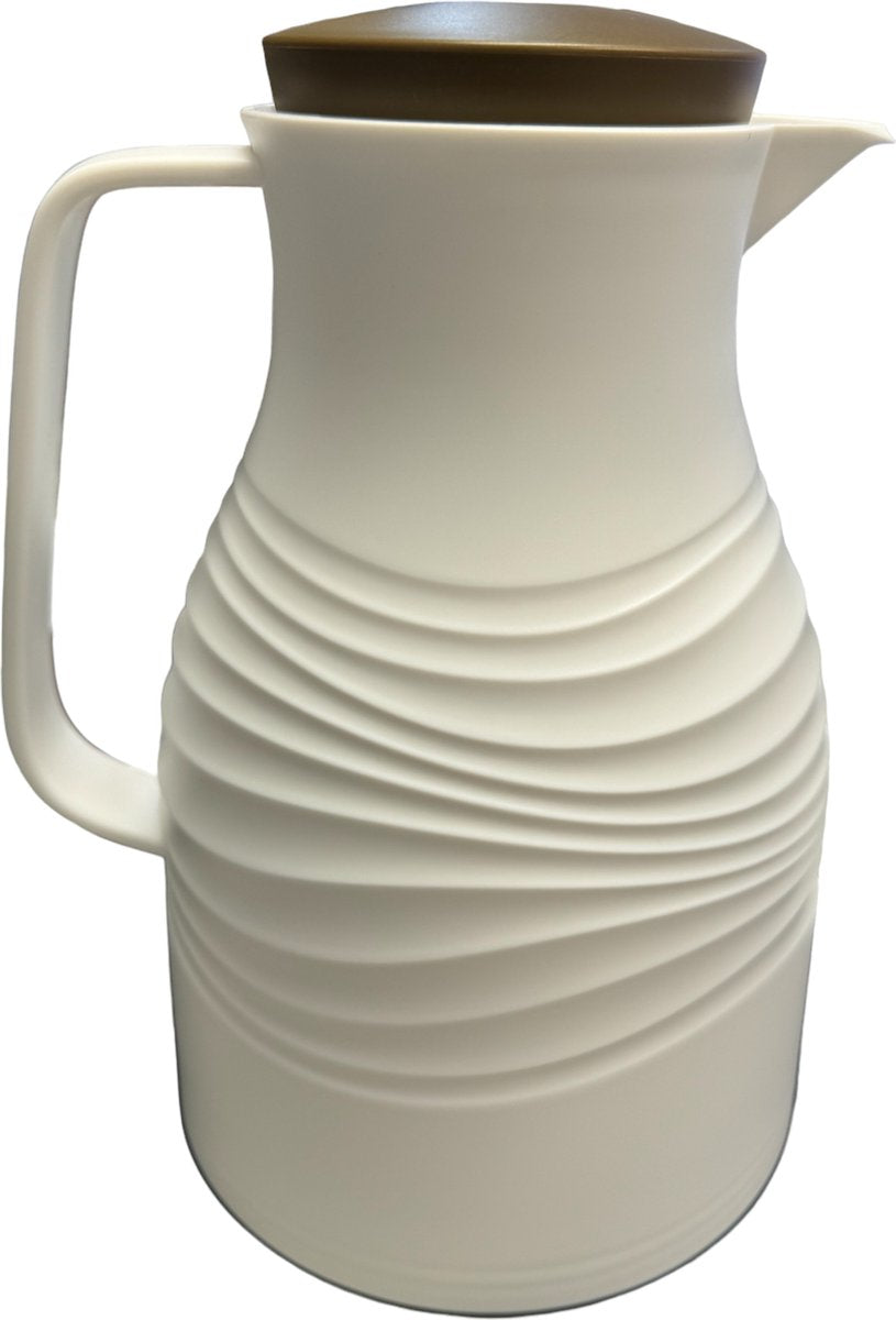 Kadirelli Thermoskan 1L - Wit/Bruin - Themosfles