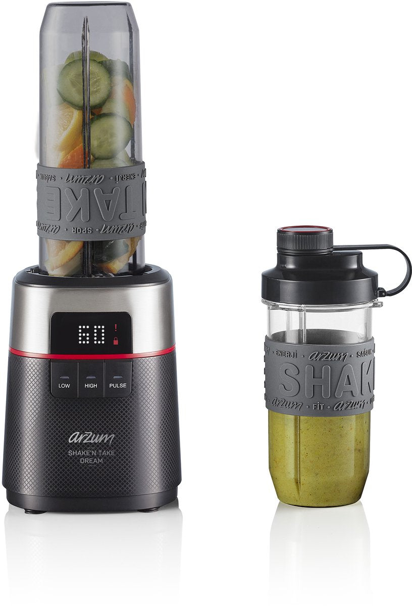 Arzum Shake 'n Take Dream Blender AR1148-0100 | Zwart - Mini blender - 500W - 2 Drinkflessen