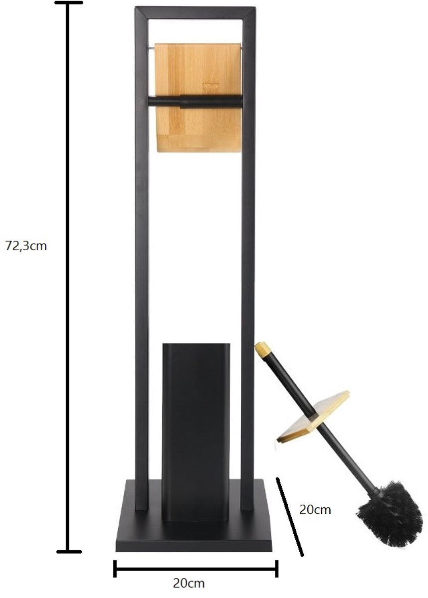 Cheffinger Badkamerset - 2-in-1 - WC-Borstel en Toiletrolhouder - Zwart
