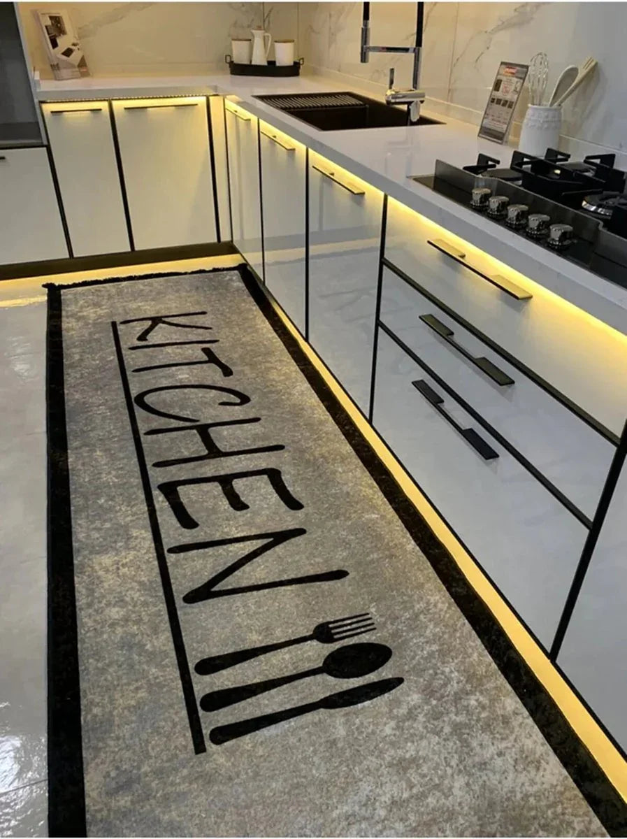 Kadirelli Keukenloper Kitchen - Grijs - 80x200 cm - Vloerkleden - Keuken Tapijt - Keukenmat - Loper Tapijt - Loper Vloerkleed
