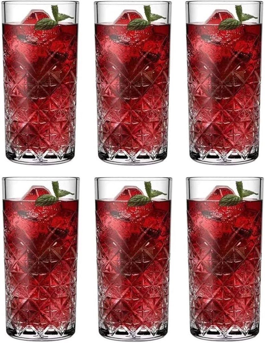 Glozini Bern Longdrinkglazen - Set van 6 - 270ml - Diamond Touch-design