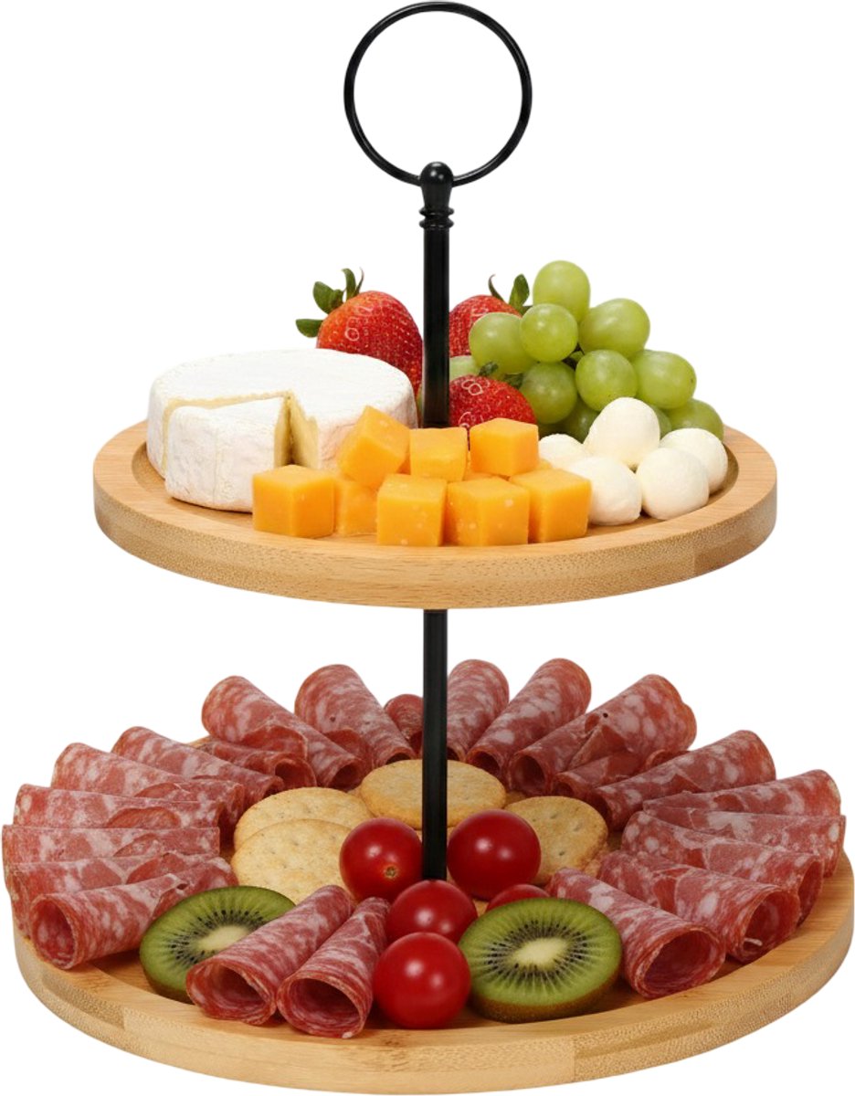 Cheffinger Etagère - 2-laags - Bamboe - Fruit - Serveerschaal - High-Tea