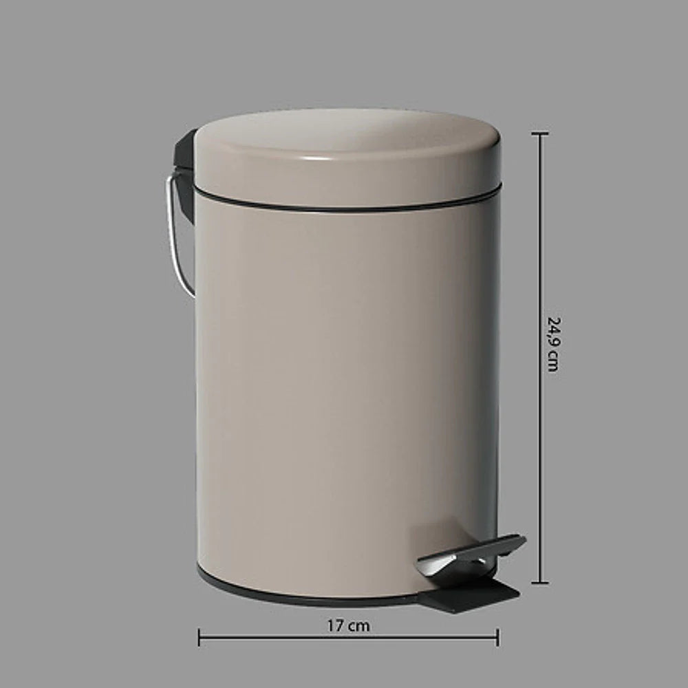 5Five Prullenbak - Kleine Pedaalemmer - Taupe - 3L - Badkamer/Toilet