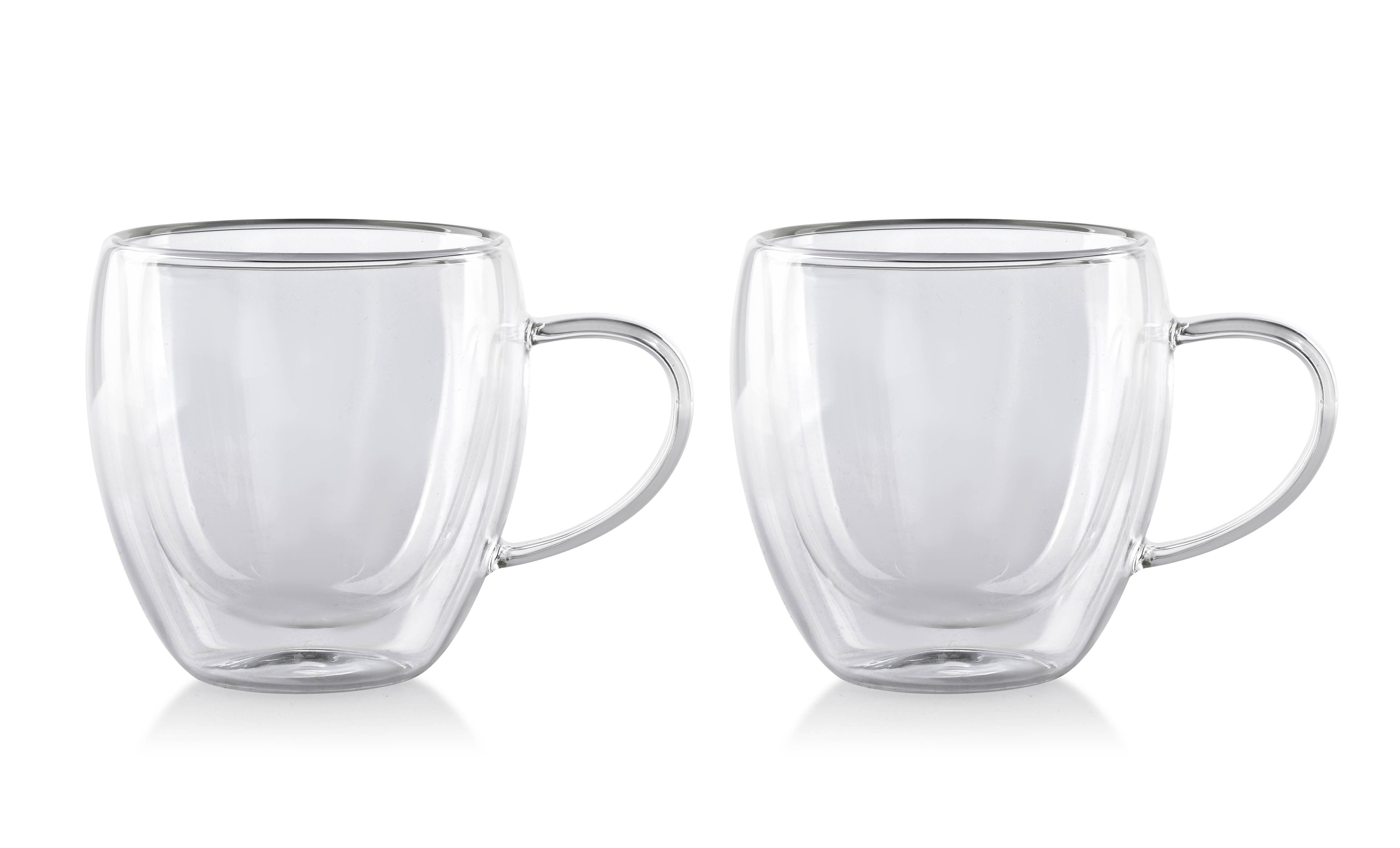 Dubbelwandige Glazen met Oor - 250 ml - Set van 6 - Koffieglazen - Theeglas - Cappuccino Glazen - Latte Macchiato Glazen - Glas - TEKZEN