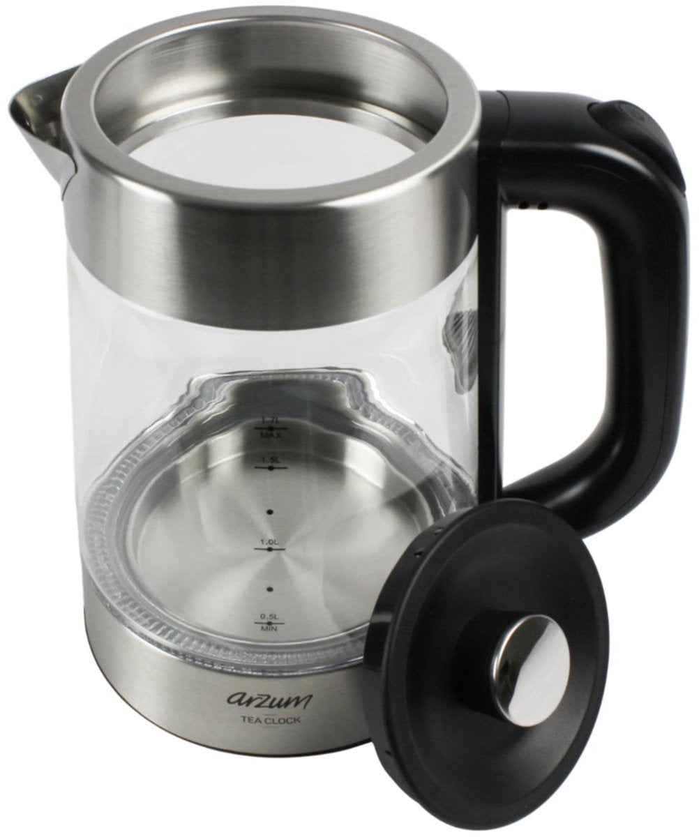 Arzum Tea Clock Elektrische Theepot AR3154-0600 | Glas - 1.7L + 1.0L - 360° basis - 2200W