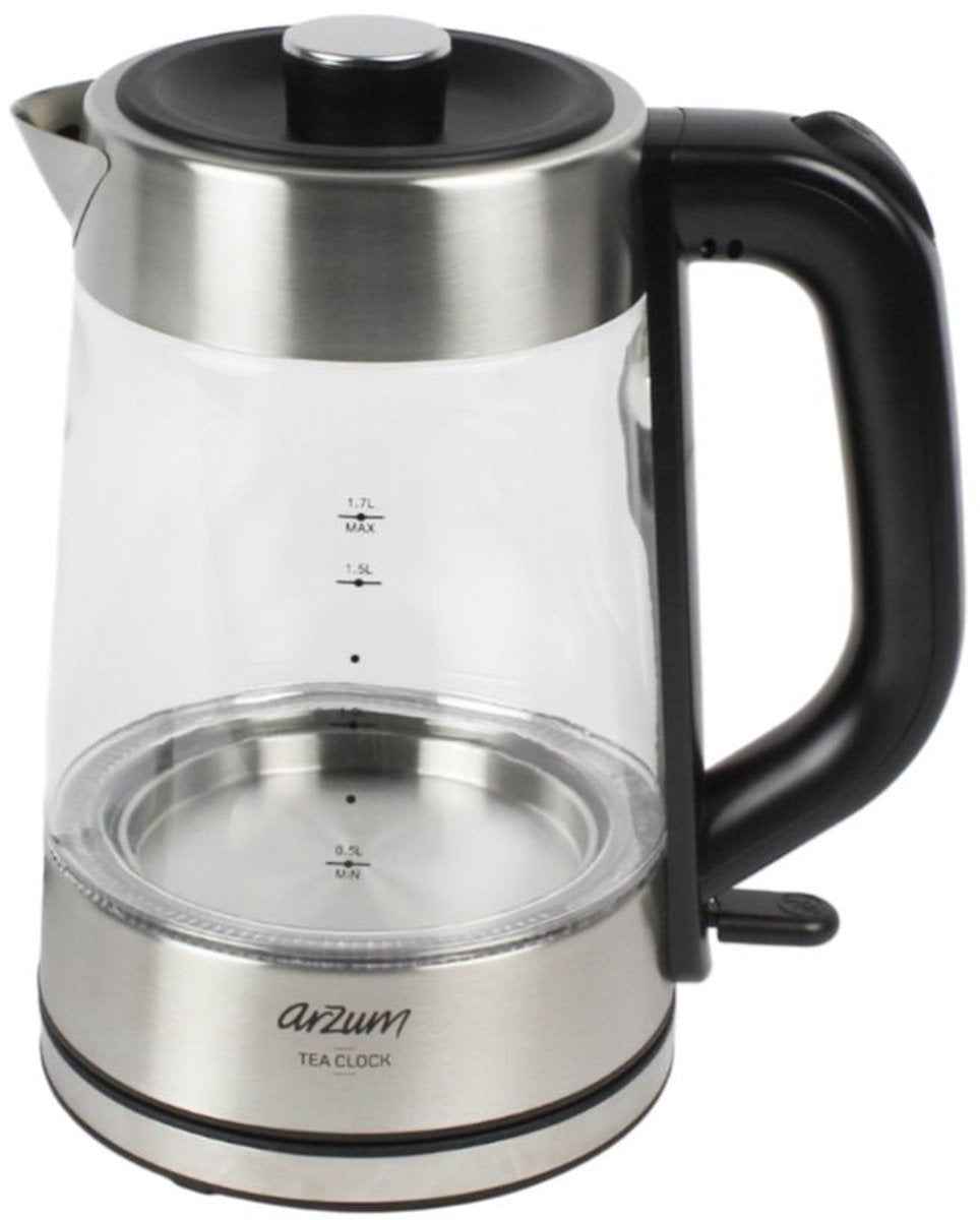 Arzum Tea Clock Elektrische Theepot AR3154-0600 | Glas - 1.7L + 1.0L - 360° basis - 2200W