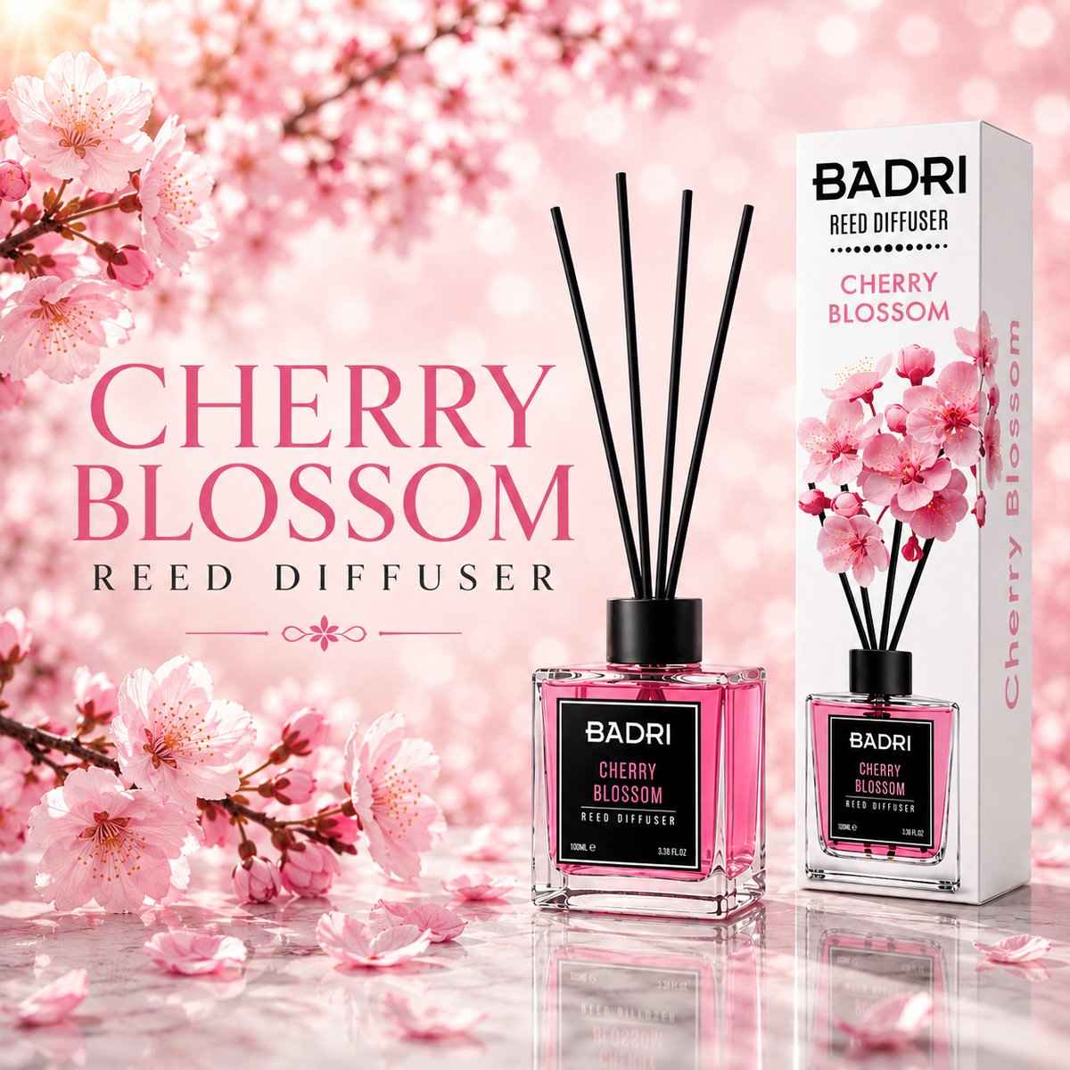 BADRI Geurstokjes Cherry Blossom 100ML geurstokjes productafbeelding 2
