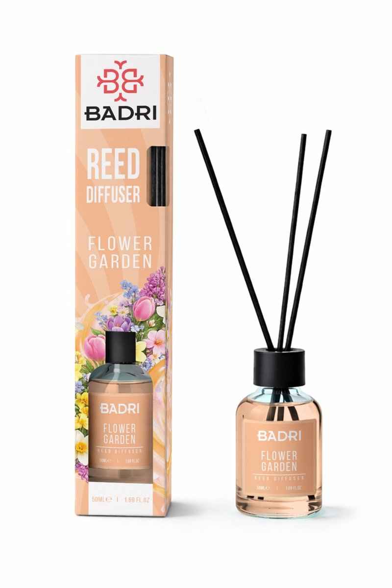 BADRI Geurstokjes Flower Garden 50ML – Luxe Reed Diffuser met Bloemige Geur voor Woonkamer & Badkamer geurstokjes