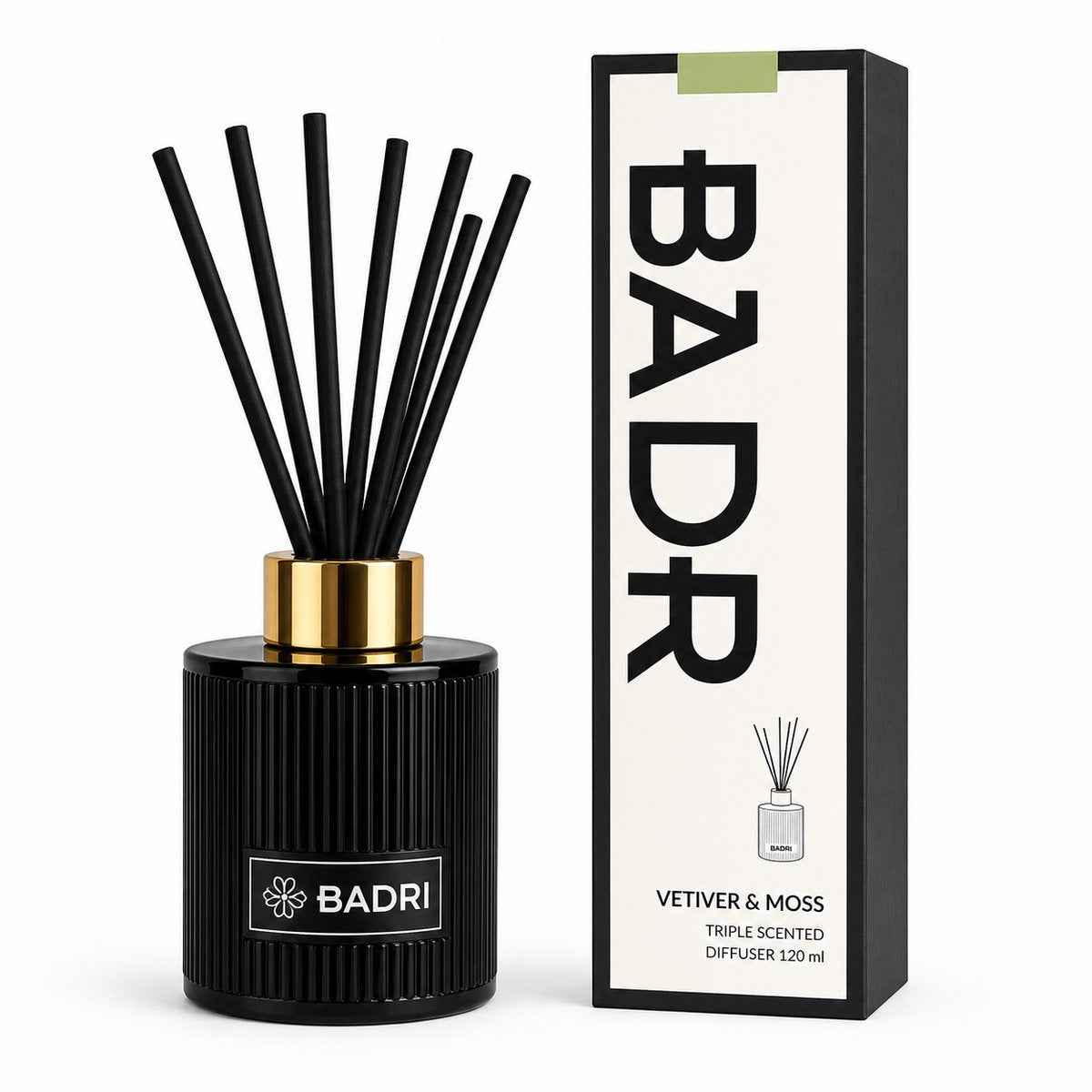 BADRI Geurstokjes Vetiver & Moss 120ML geurstokjes