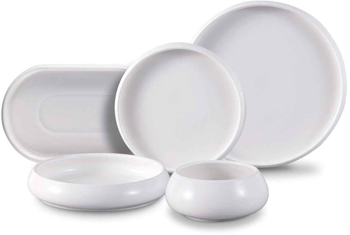 Bricard Bondy - Porseleinen Dinner Set - Serviesset - 25-delig - 6-Persoons - Wit