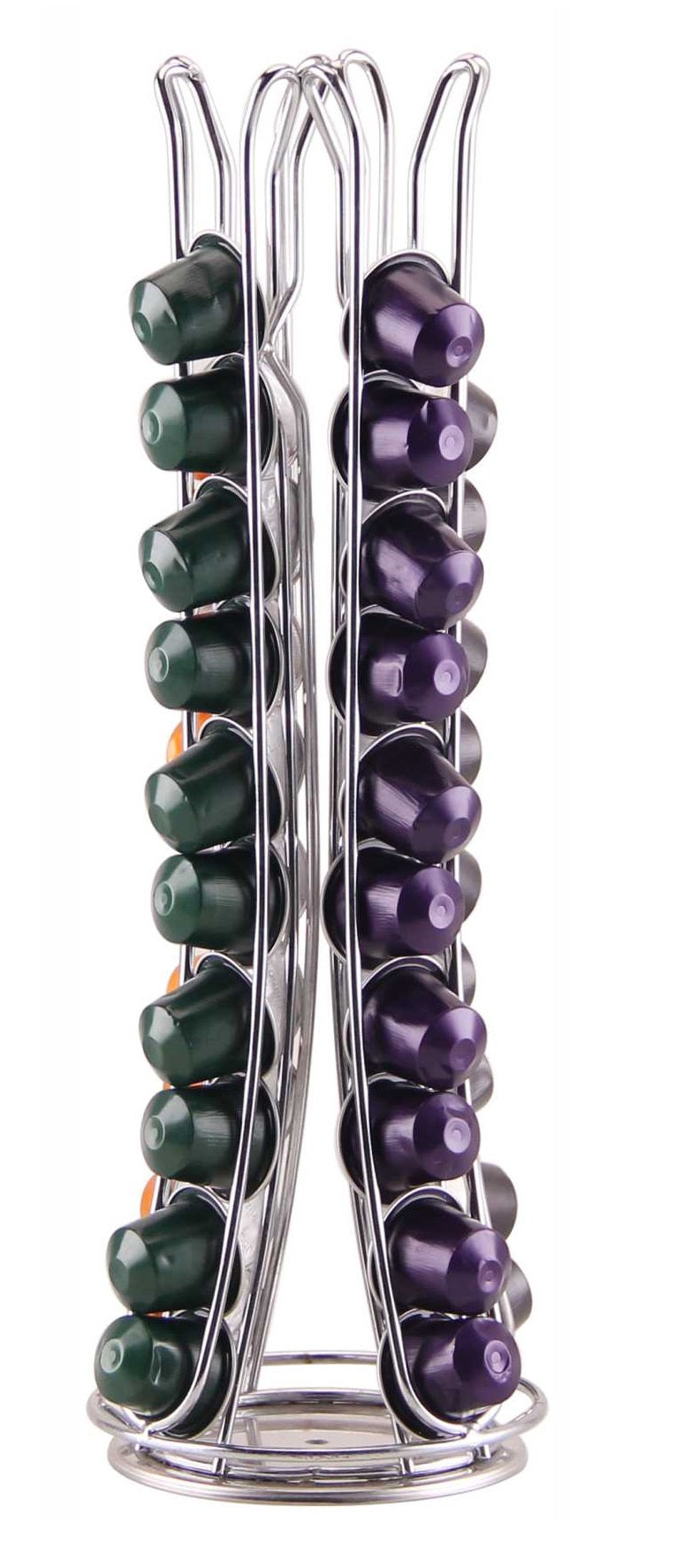 Cheffinger Nespresso-Kapselhalter - 360° drehbar - 40 Tassen - Becherhalter - Kaffeetassenhalter - Silber