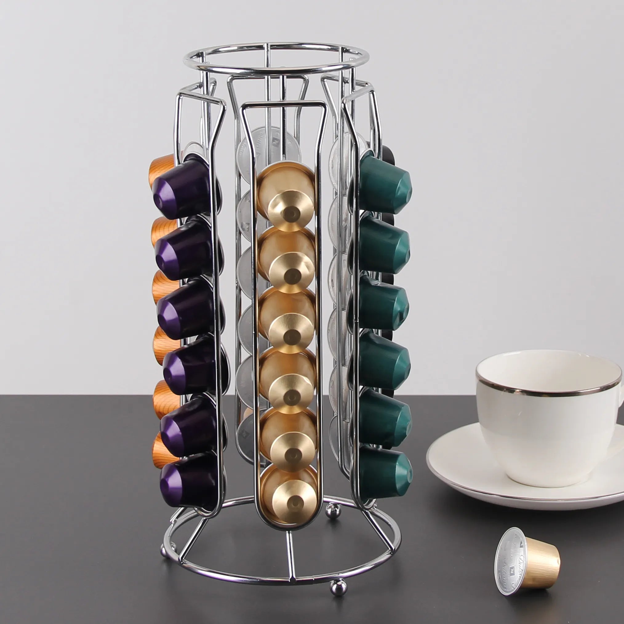 Cheffinger Nespresso Capsulehouder - 36 Cups - Cuphouder - Koffiecups Houder - Zilver