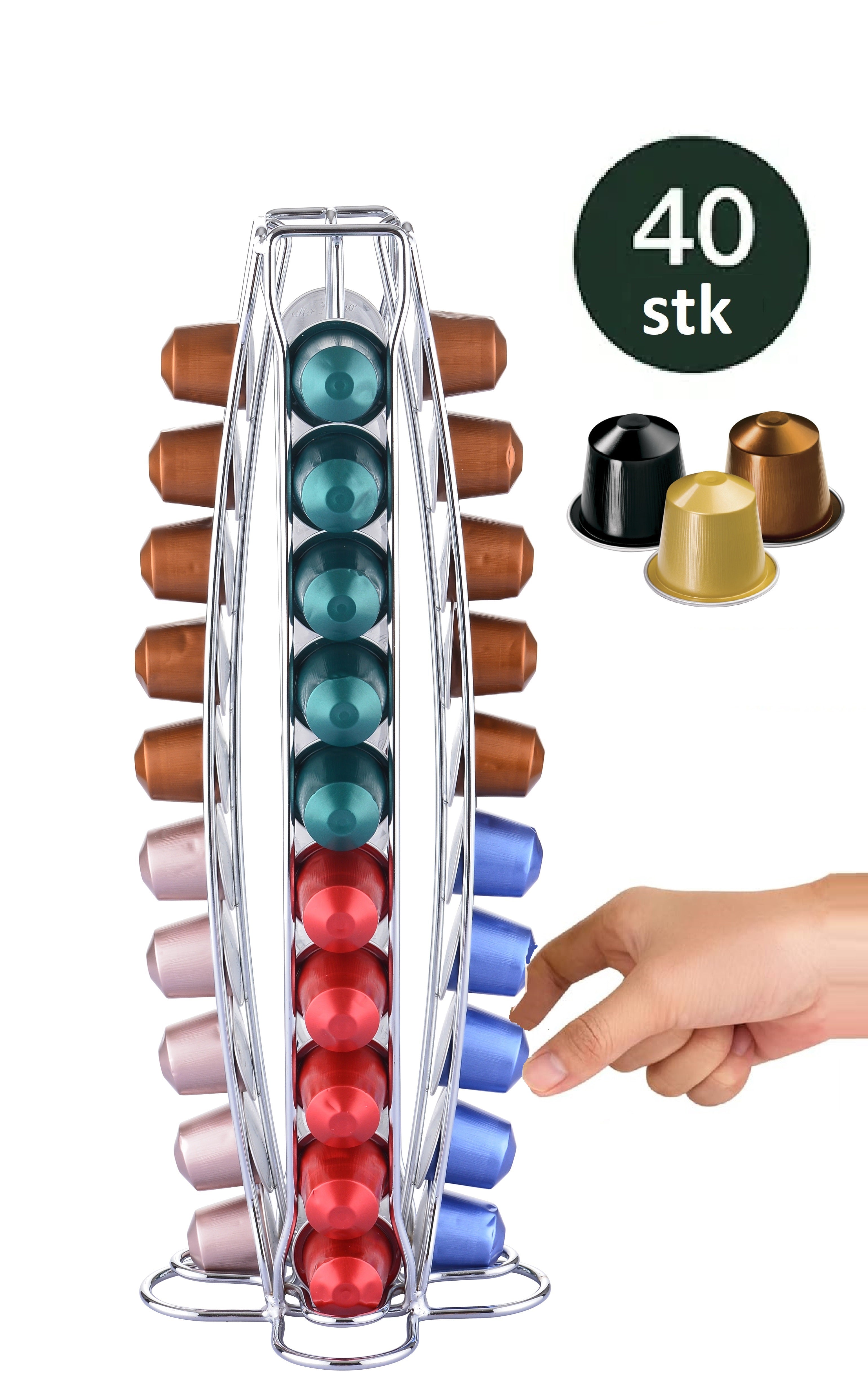 Cheffinger Nespresso Capsulehouder - 40 Cups - Cuphouder - Koffiecups Houder - Zilver