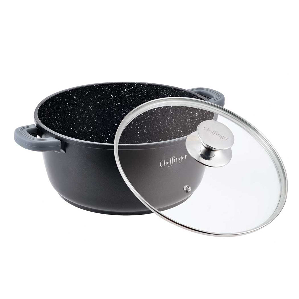 Cheffinger Braadpan met Deksel - 20cm - 2L - Zwart - Inductie - TEKZEN
