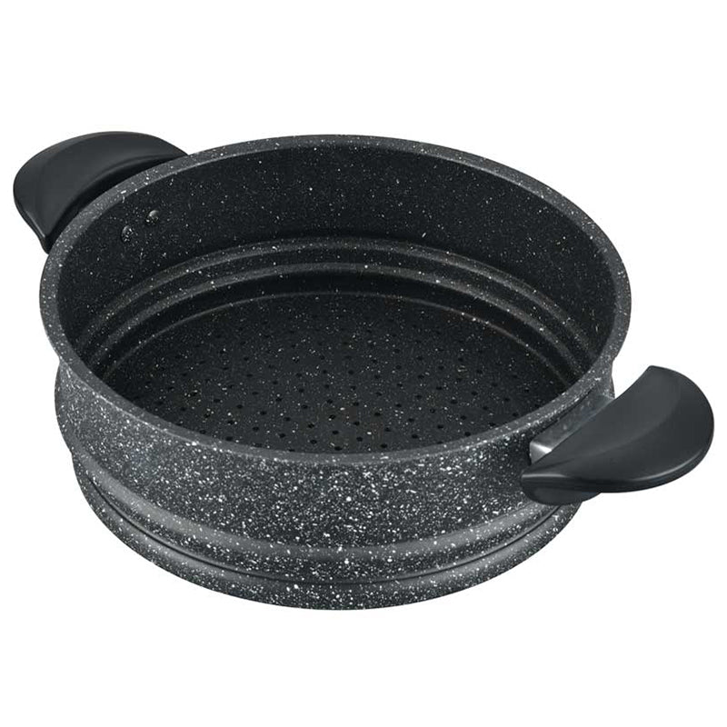 Cheffinger Couscouspan - Stoompan - 8L - Zwart - Rijst en Groentestomer - Couscoussier - Met Glazen Deksel - Inductie - TEKZEN