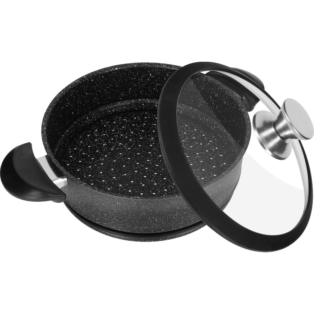 Cheffinger Couscouspan - Stoompan - 8L - Zwart - Rijst en Groentestomer - Couscoussier - Met Glazen Deksel - Inductie - TEKZEN